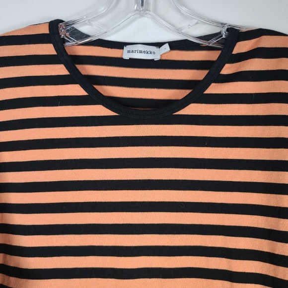 Marimekko Long-Sleeve Finland Pitkahiha 2017 T-shirt Orange and Black Stripes L - Picture 5 of 9